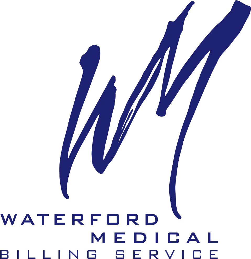 Waterford Medical Billing Service logo — stylized WM monogram in navy blue