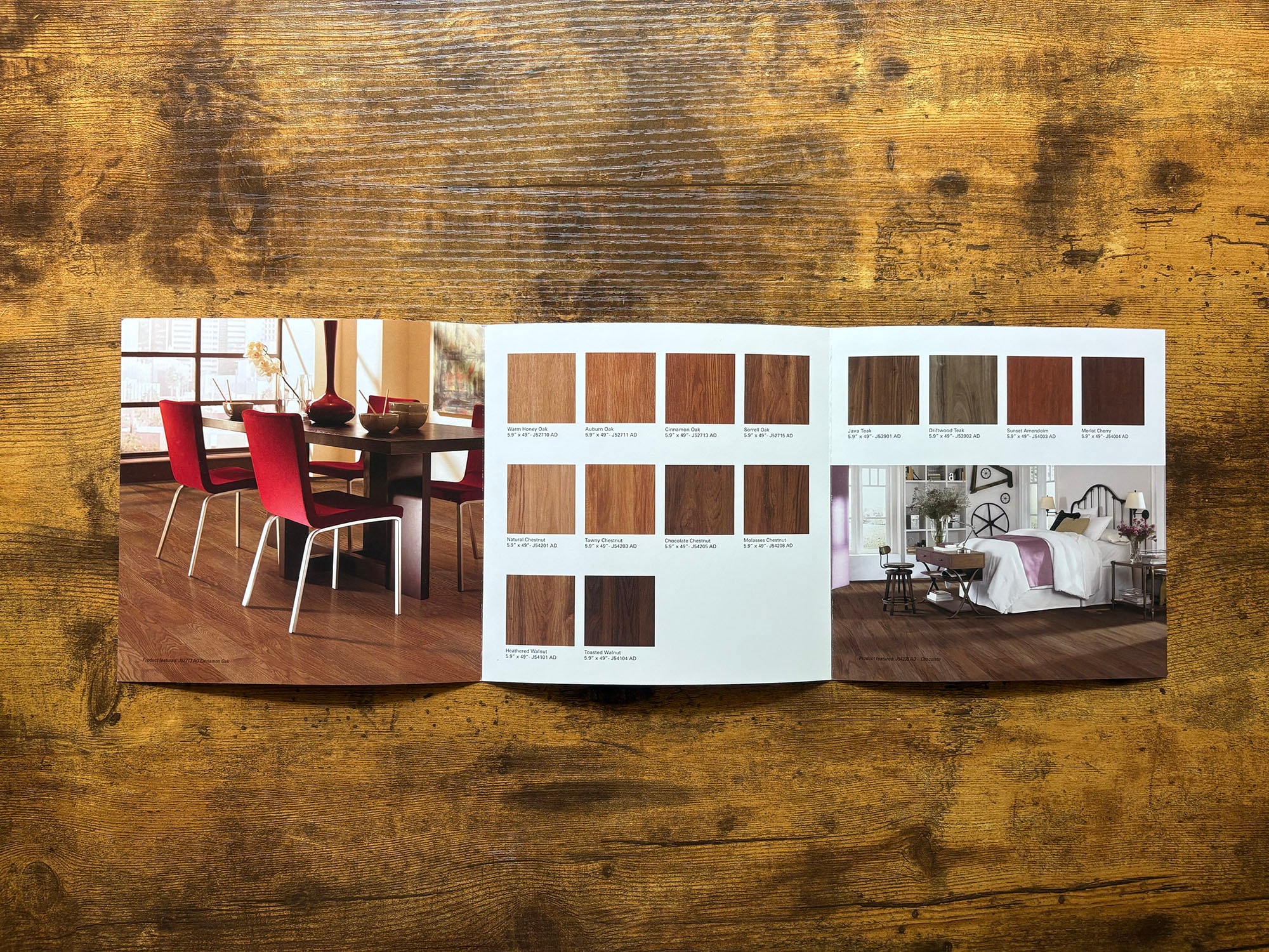 Noblesse Luxury Vinyl Tile interior spread with color samples