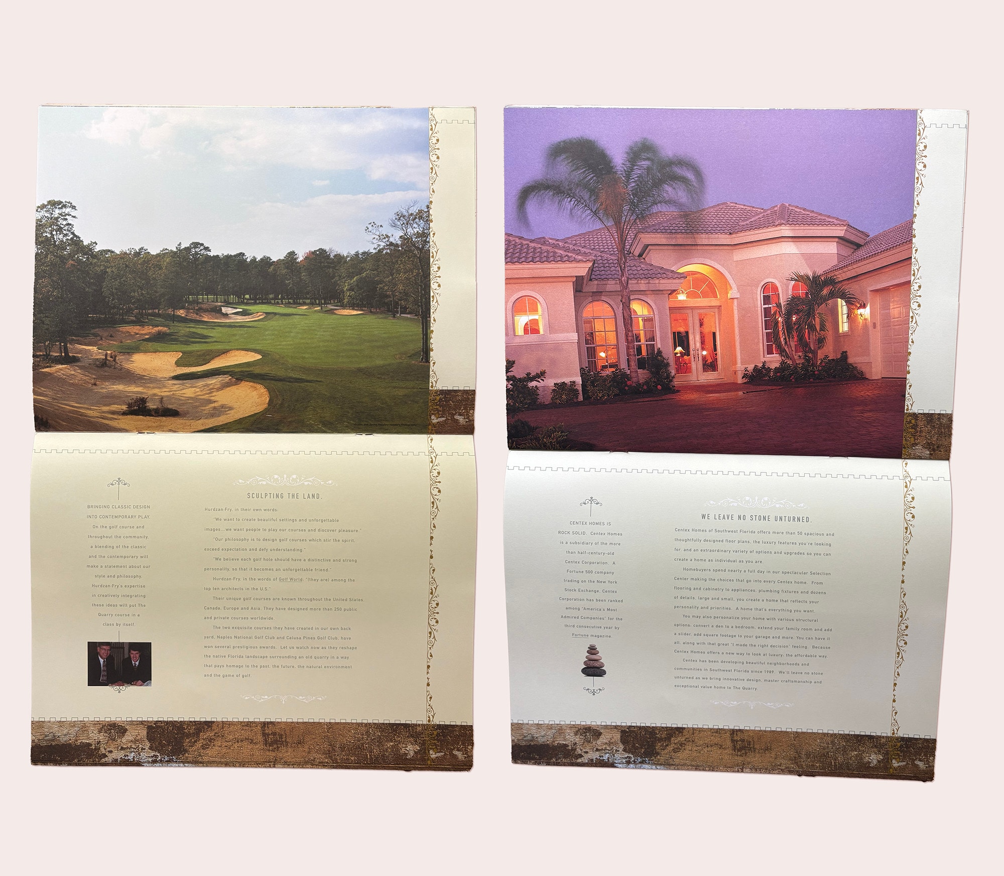 The Quarry — interior spreads showing golf course and home exterior